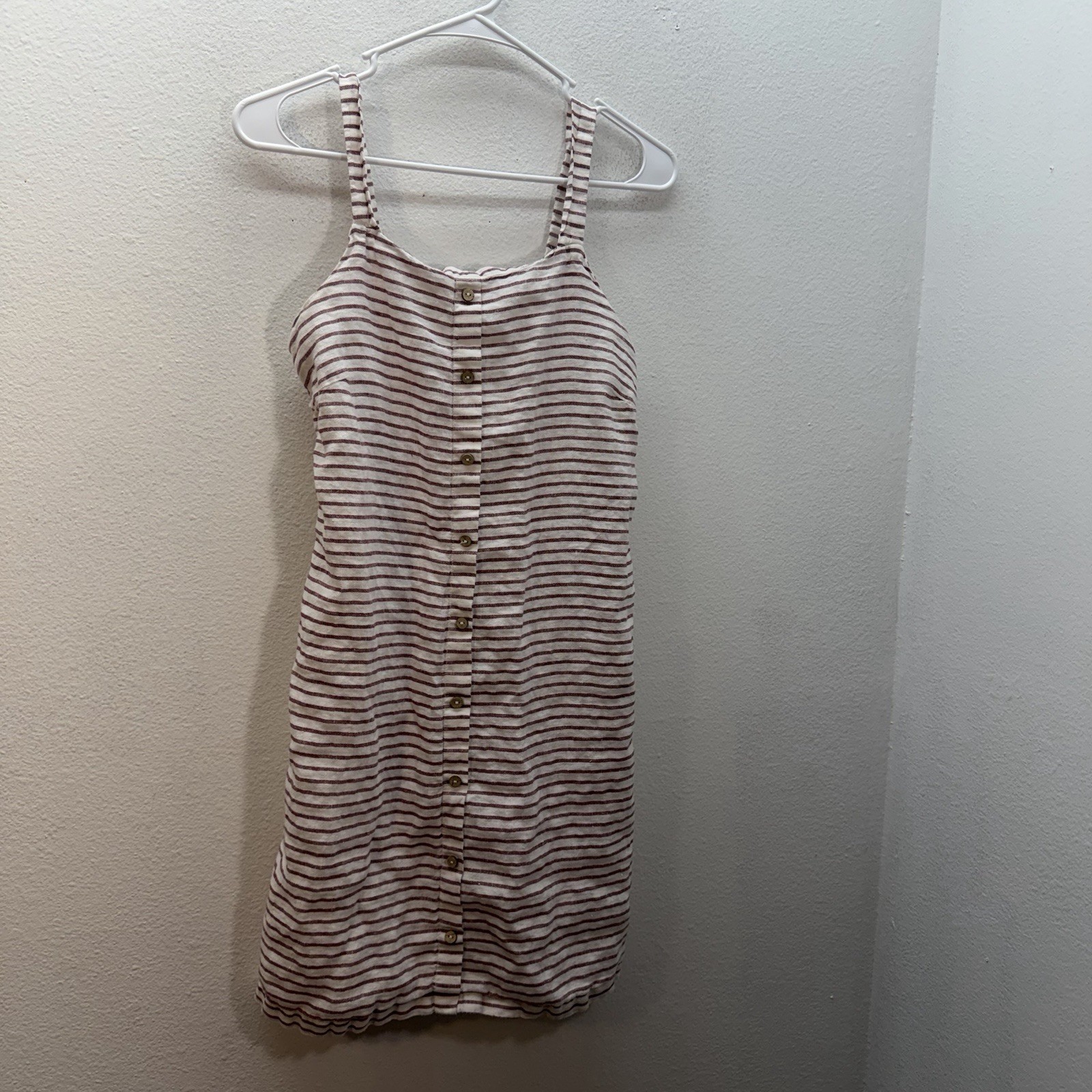 Artisan NY 100% Linen Dress Sleeveless Striped Shift SunDress Boho Minimalist XS