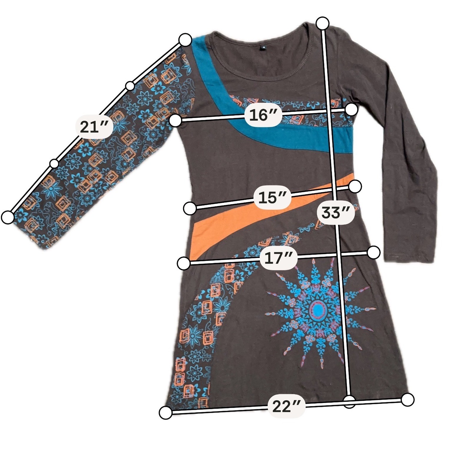 Boho Patchwork Art Dress Womens Cotton Asymmetrical Festival Lagenlook Womens S
