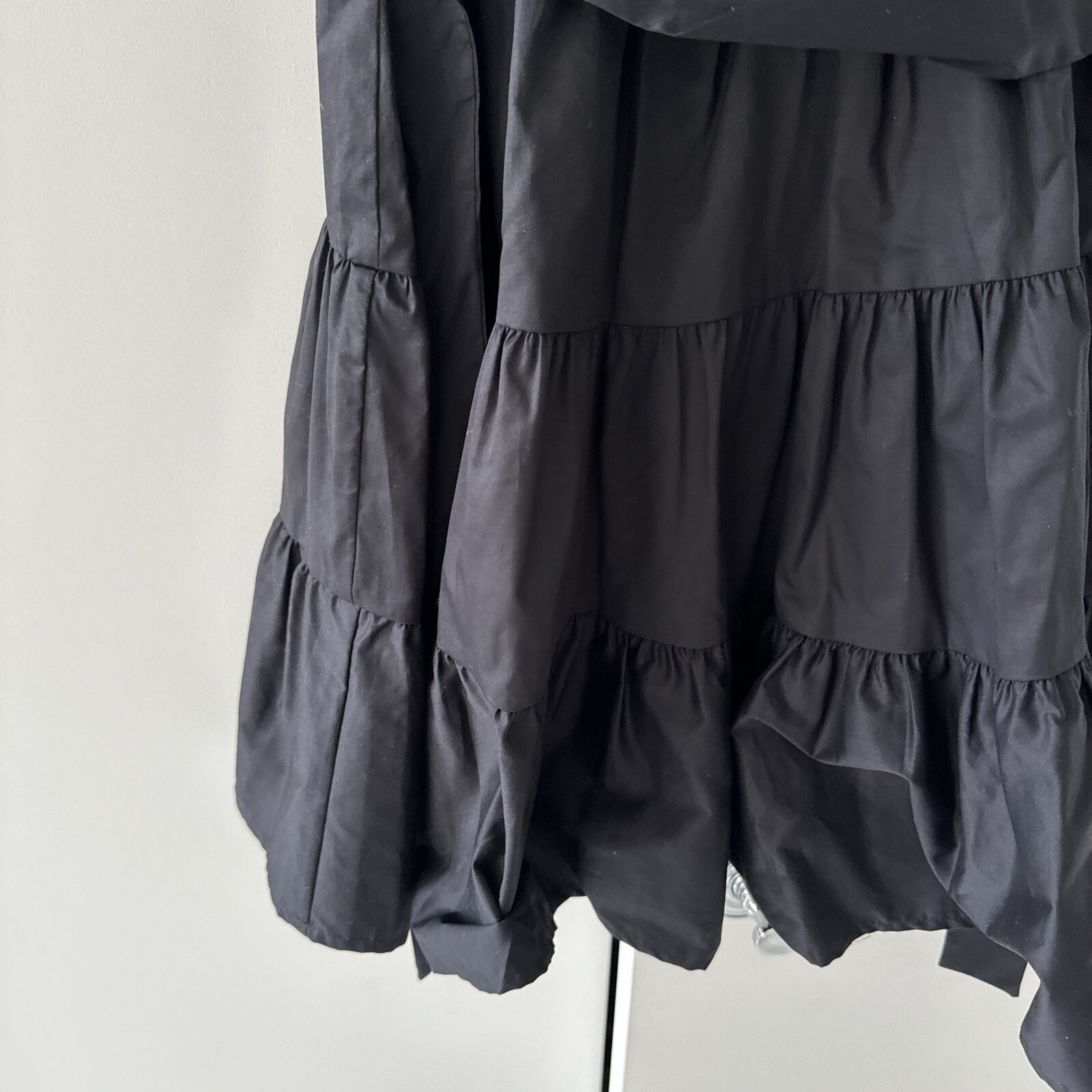 NWT $155 KASIA Bubble Ruffled Black Mini Dress Made In Greece SMALL Designer
