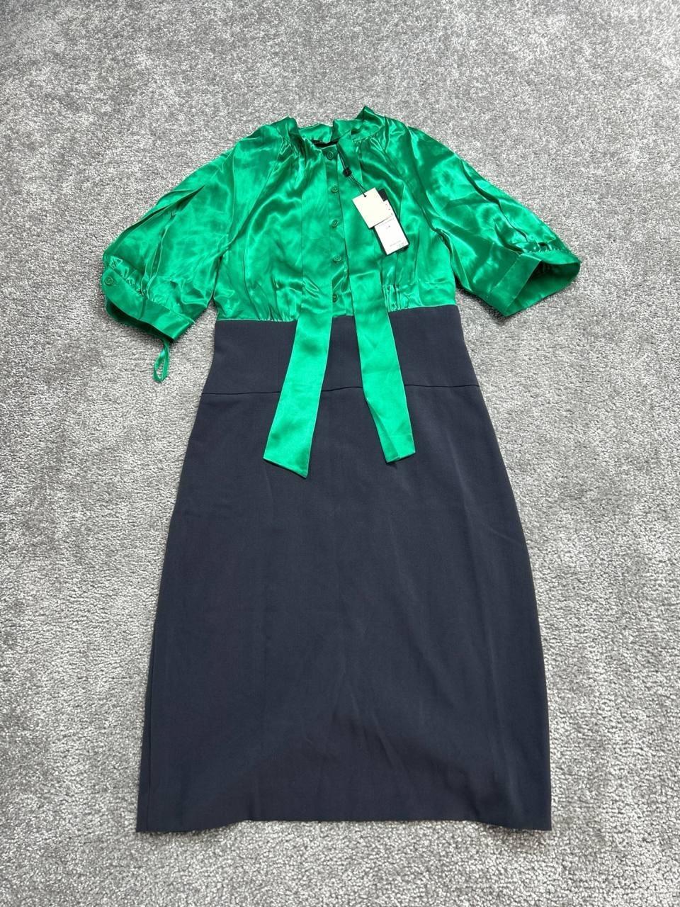 BCBGMaxazria Shift Dress Womens 4 Green Black Belted Casual Raglan Sleeve New