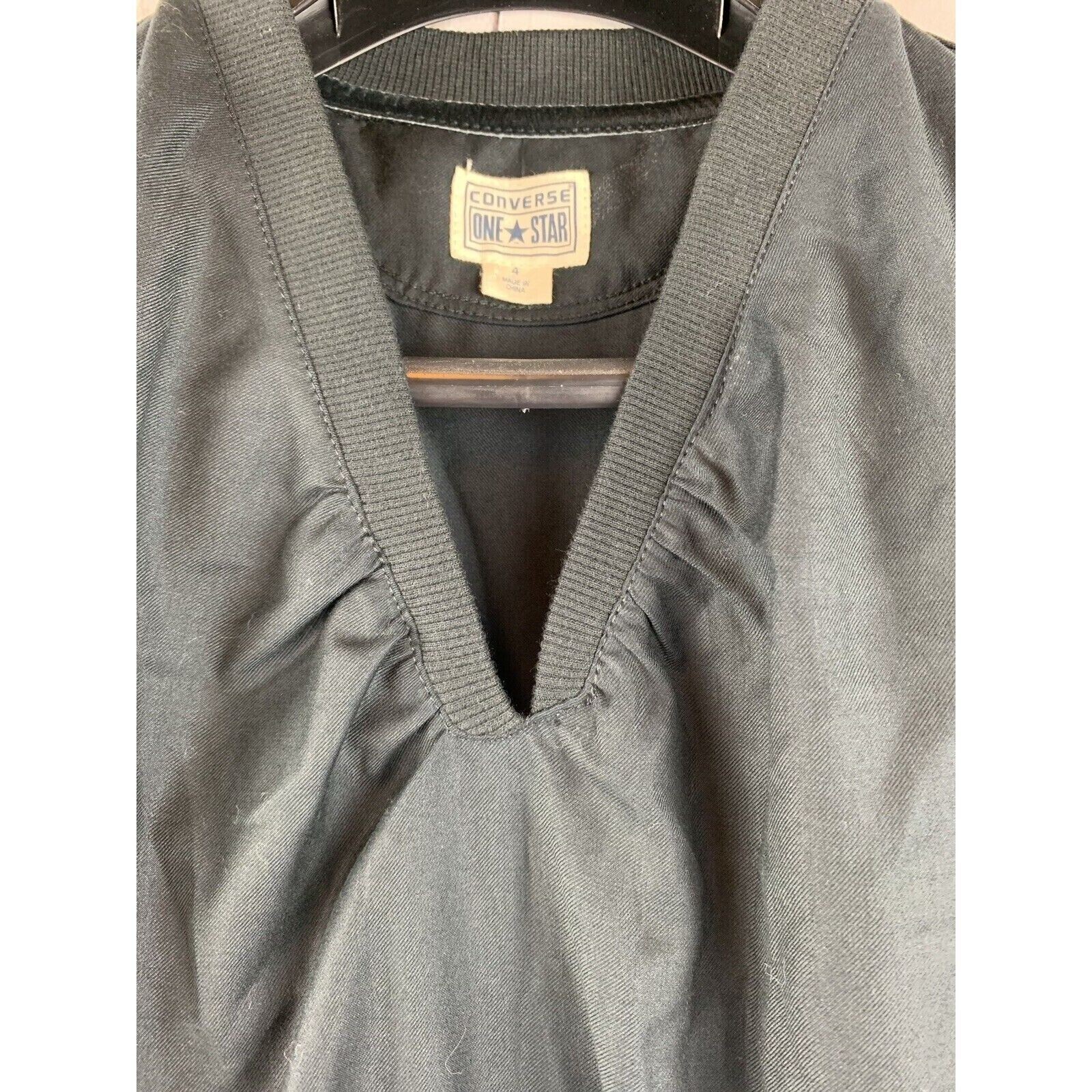 Converse One Star Sleeveless Cotton Black Dress Ladies Size 4 Button front NEW