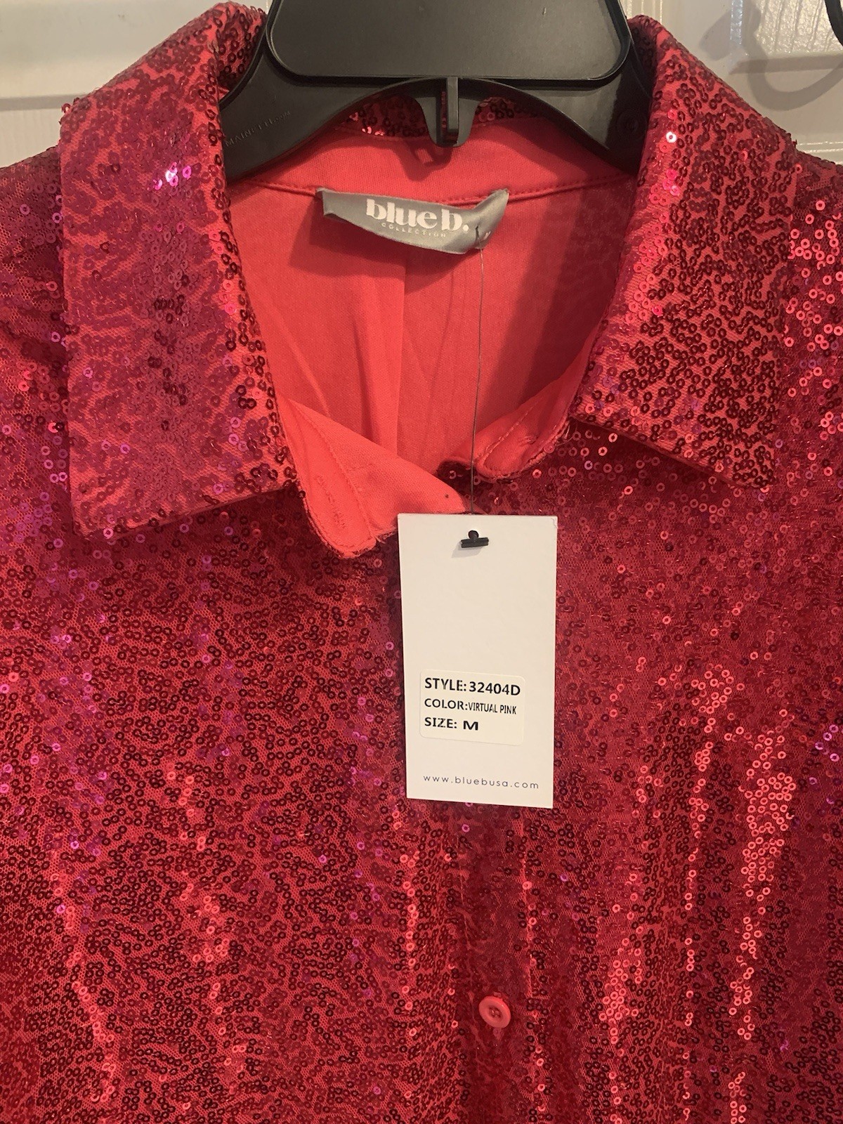 NWT-Raspberry Sequin Shirt Dress