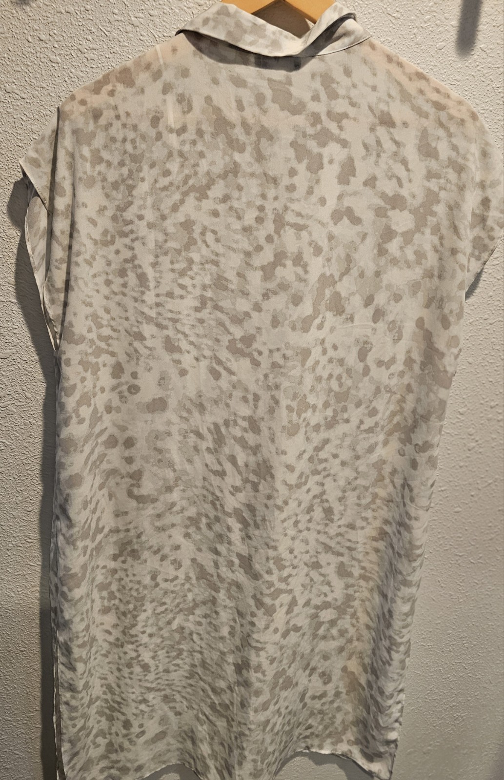 Womens H By Halston Lite Gray Animal Cheetah Sheath Shirt Dress W/ Sexy Slits L