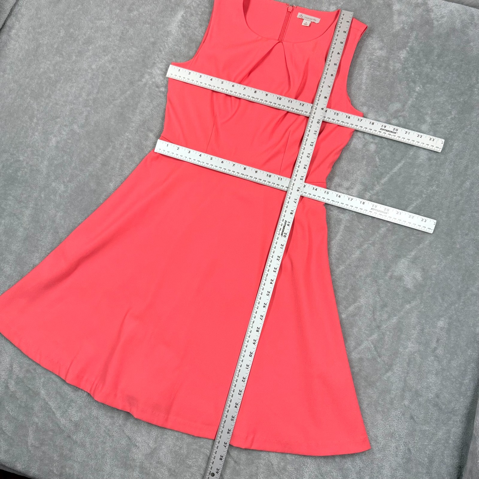 DB Established 1962 Sleeveless A-Line Dress Womens 6 Coral Pleated Fit & Flare