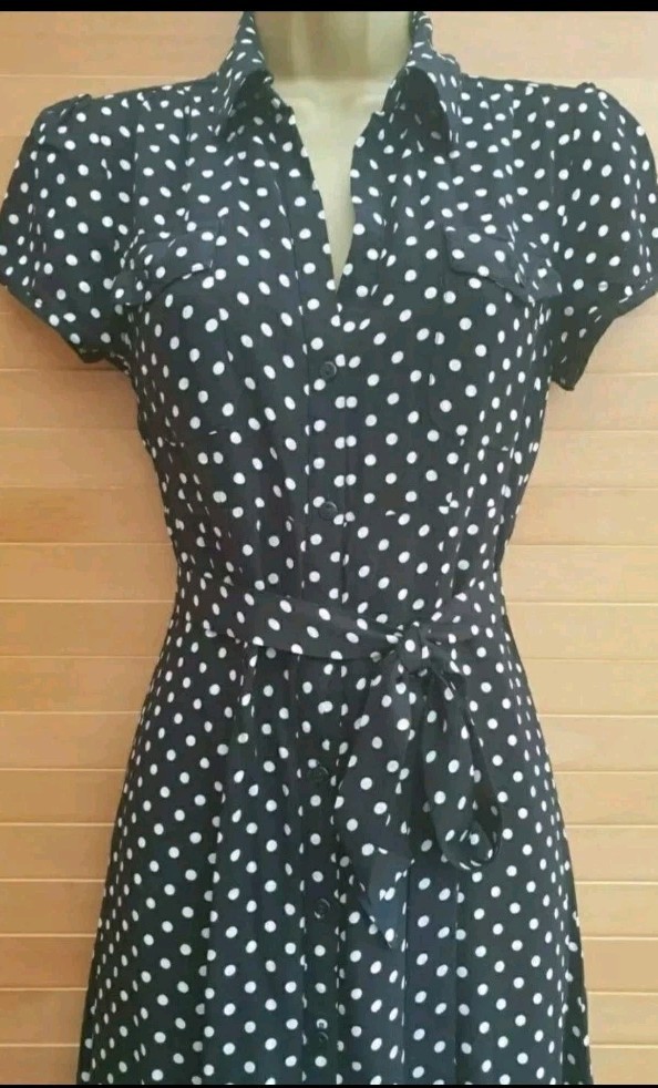 Vintage 1940s 1950s style Polka-dot party shirtwaister dress Size 10 Twinwood