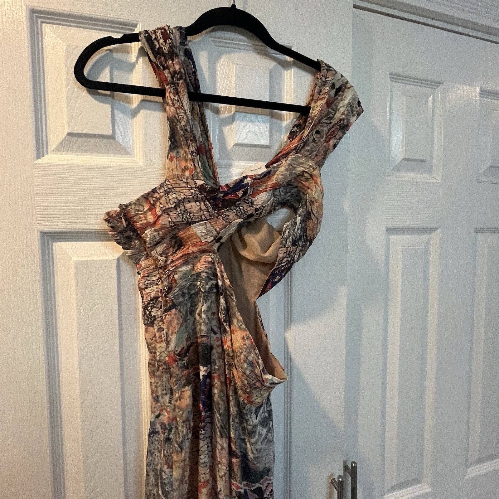 Draped Beige Patterned Dress. H&M Studio Capsule Collection. Sz M. NWT. SOLD OUT