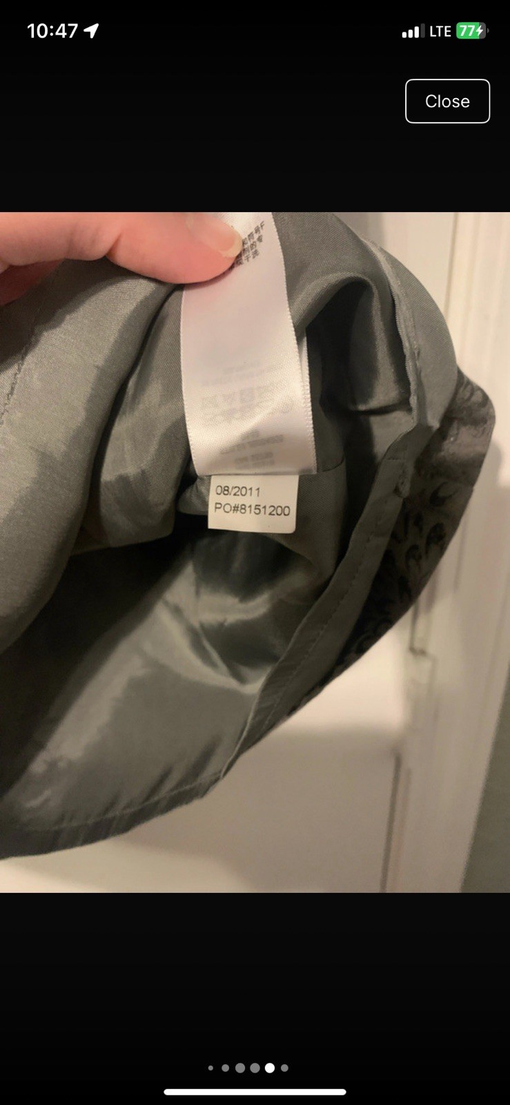 Juicy Couture Gray Floral Jacquard Shift Dress Balloon 3/4 Sleeve M Knee