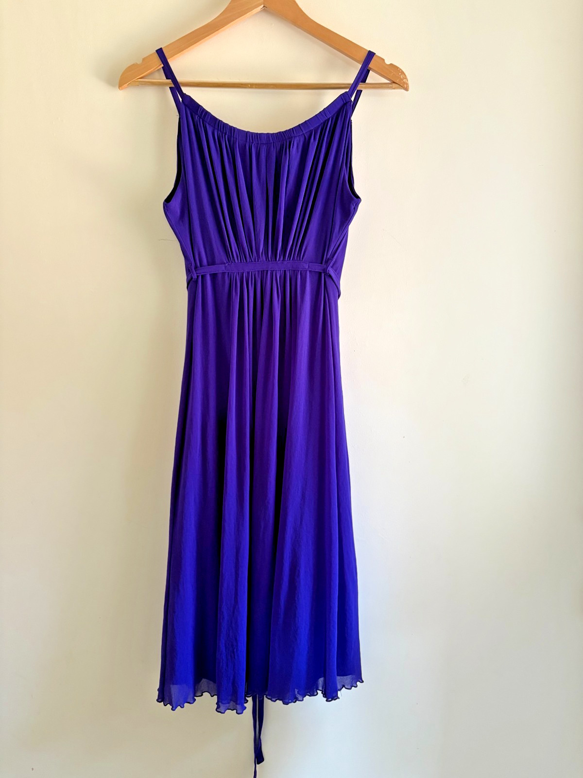 Wallis Purple Chiffon Midi Dress UK 12 Sleeveless Empire Waist Lined