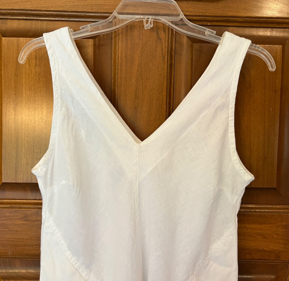 Haris Cotton 100% Linen White Sleeveless Dress Made in Greece EUC Small