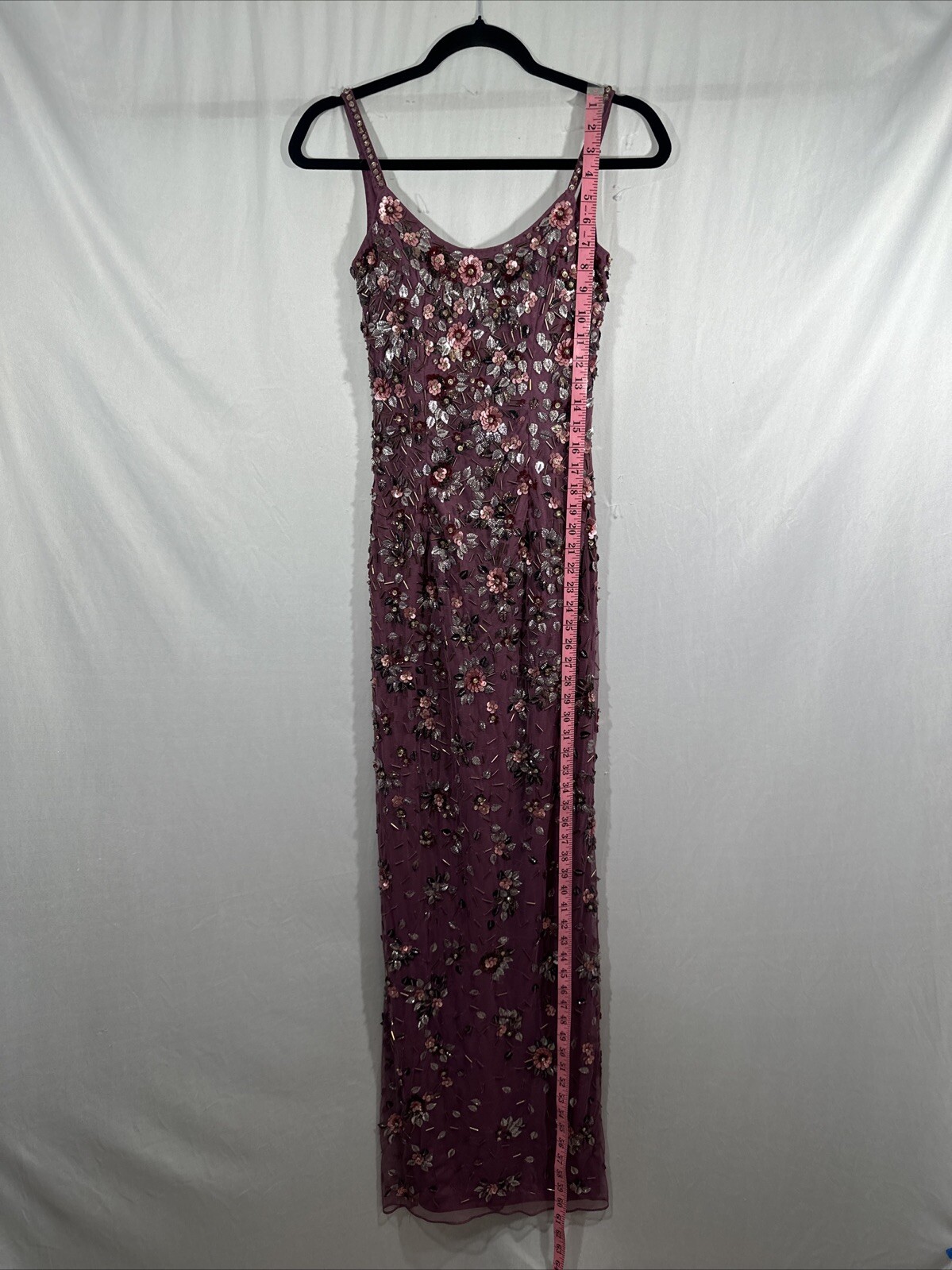 NWT Mac Duggal [ 2 ] 5477 Floral Embellished Scoop Neck Gown Raspberry J1227