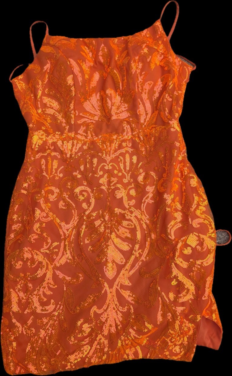 Orange Sequin Party Homecoming Party Dress Corset Sz 6