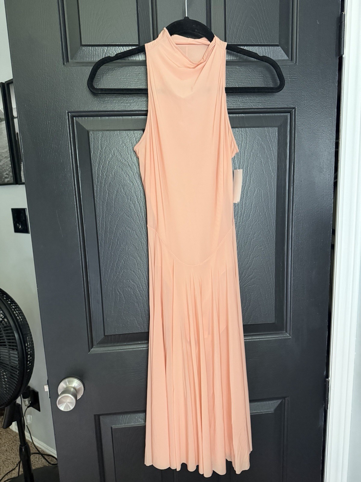 Skims Milky Sheer High Neck Midi Dress Desert Clay Large Sexy Slip Peach New
