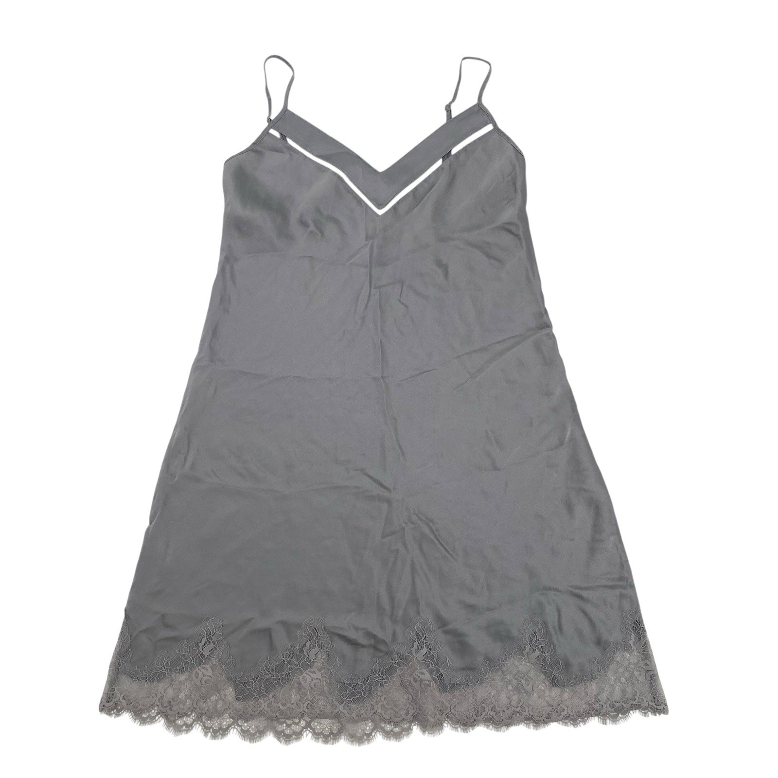 Simone Perele Sz 2 Nocturne Sleep Dress Chemise Silk Blend Adjustable Strap Gray