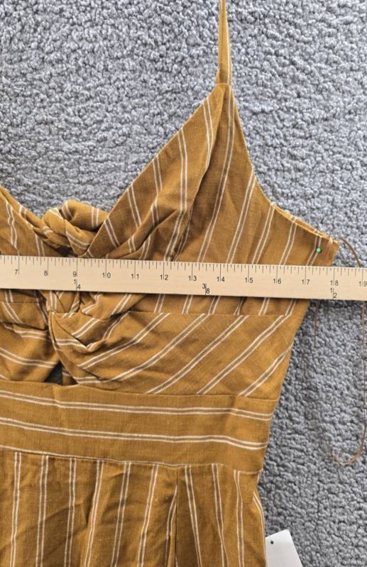 1.STATE Linen Blend Printed Twist-Front Sleeveless Maxi Dress Womens L Sunflower