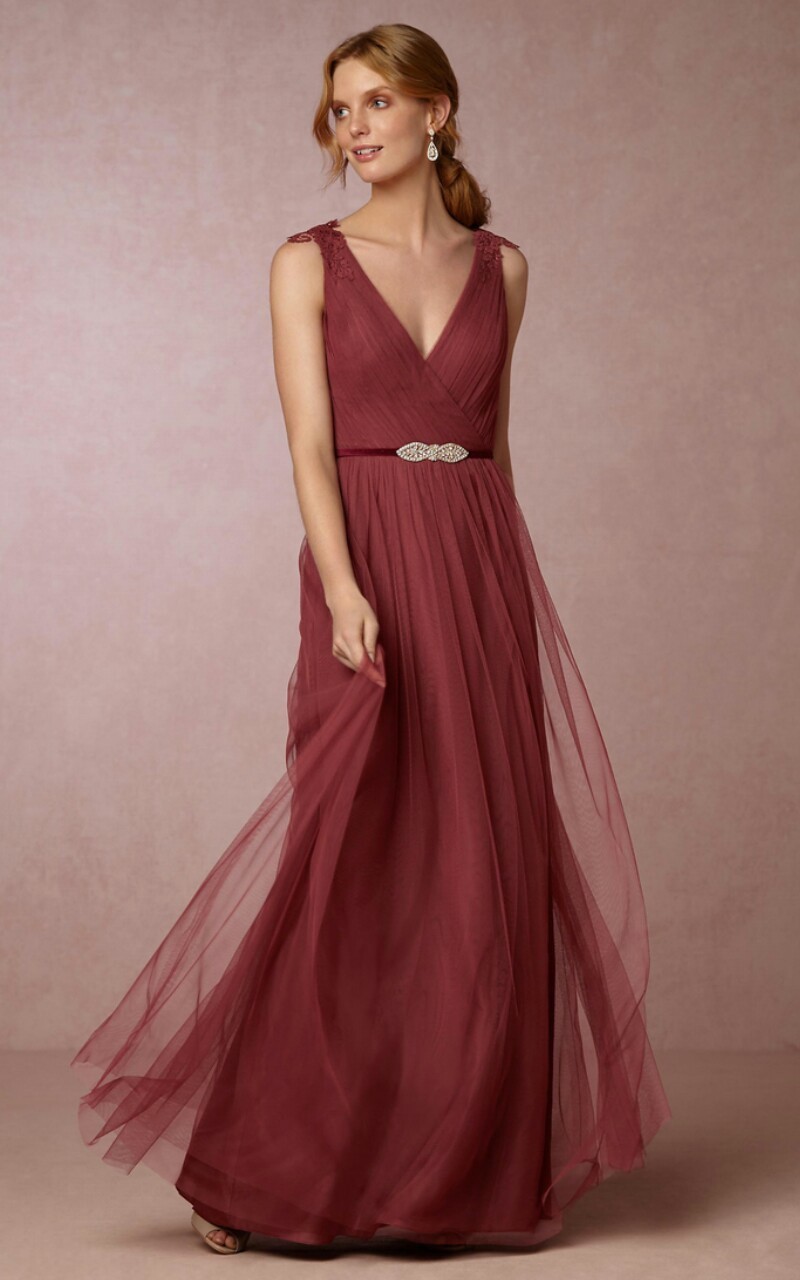 BHLDN by Watters Pippa Maxi Dress Gown Size 6 Rusty Rose $250