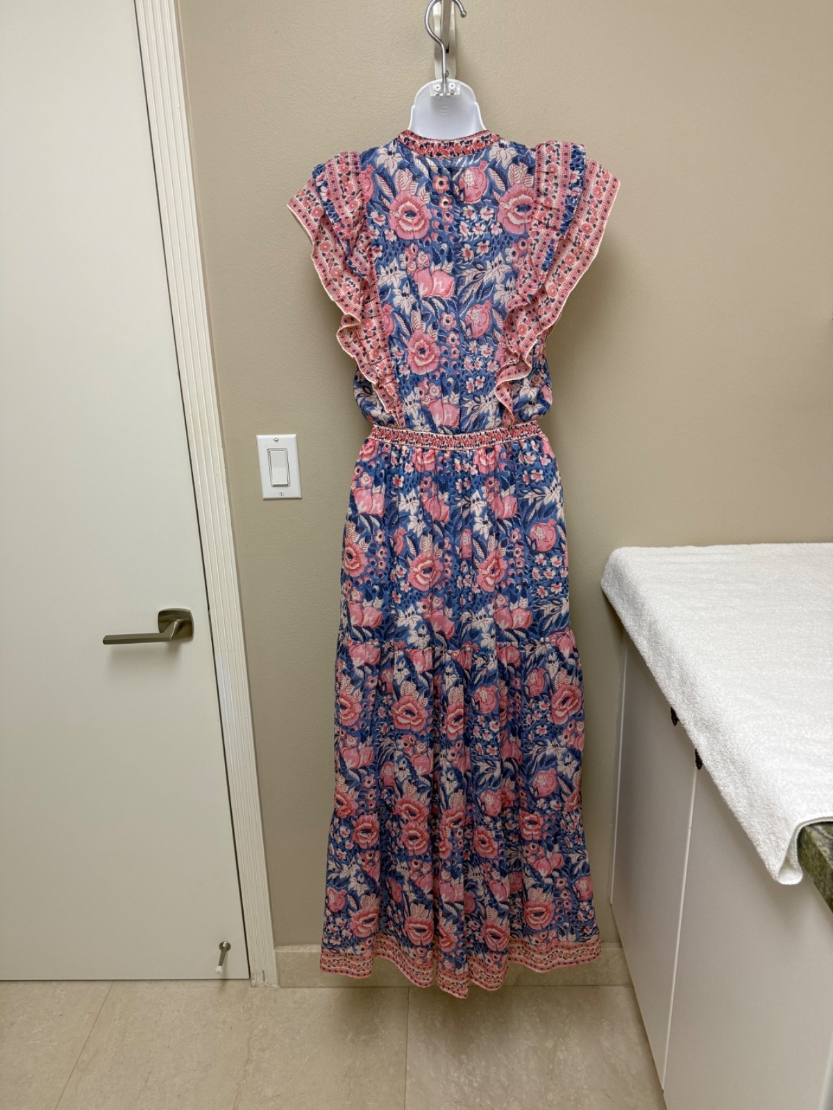NEW! BELL by Alicia Bell Phoebe Maxi Dress Pink Blue V Neck Size XS $372