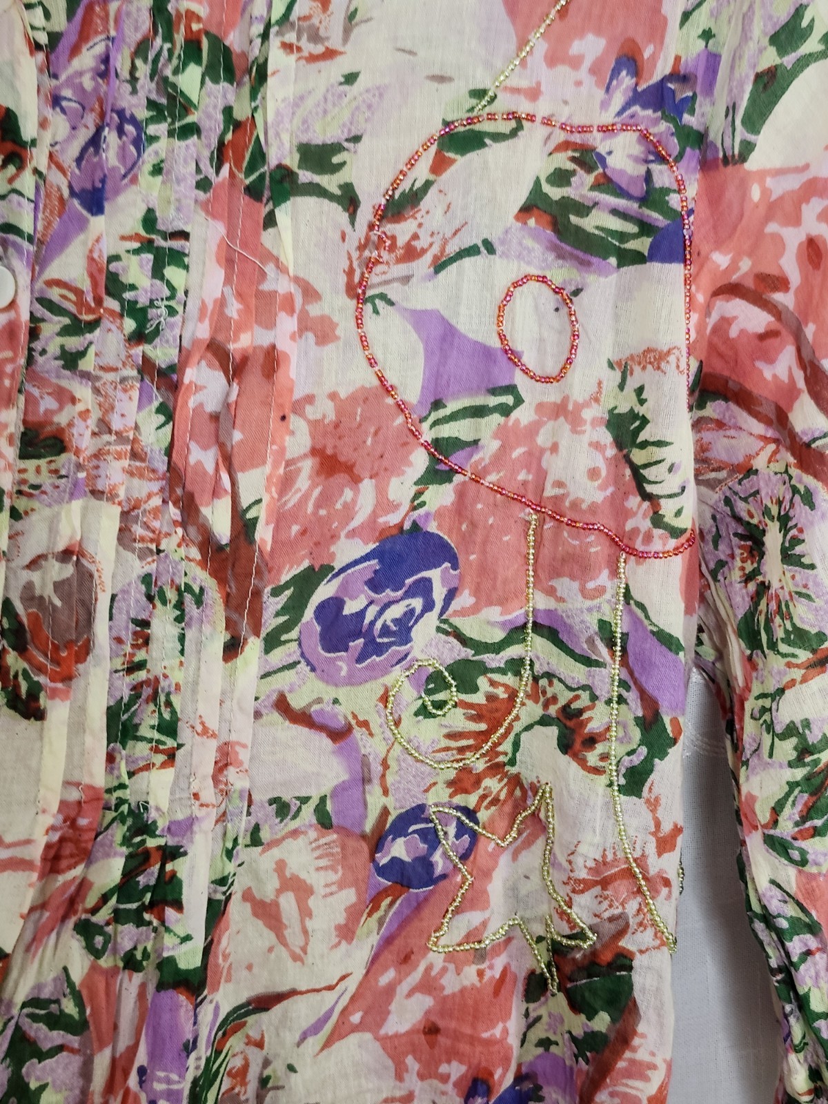 Bottega Positano Floral Dress Button Lightweight Cotton XXL Flaw