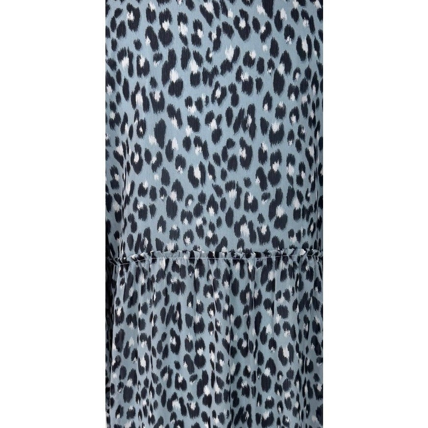 LOFT Medium Dress Blue Gray Black White Cheetah Print 100% Polyester