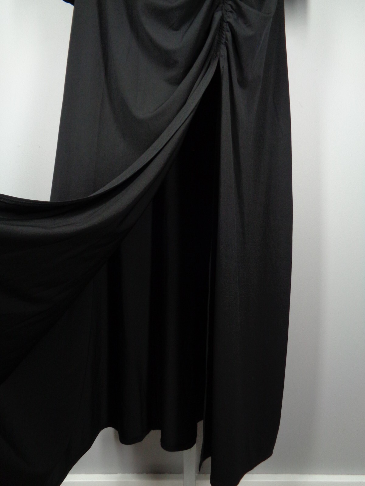 Boston Proper Black Mock Neck Ruched Slits Long Dress Size Medium New