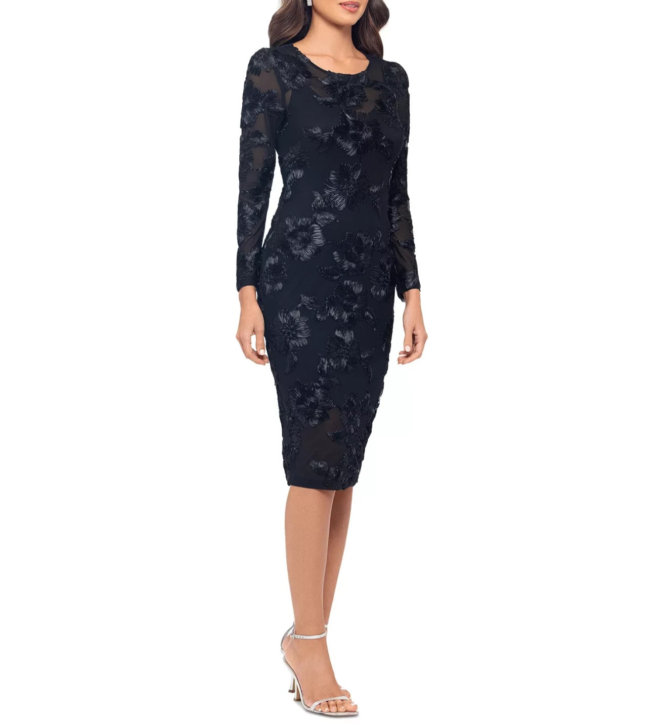 Betsy & Adam Women’s Soutache Mesh Long-Sleeve Sheath Dress MSRP $279