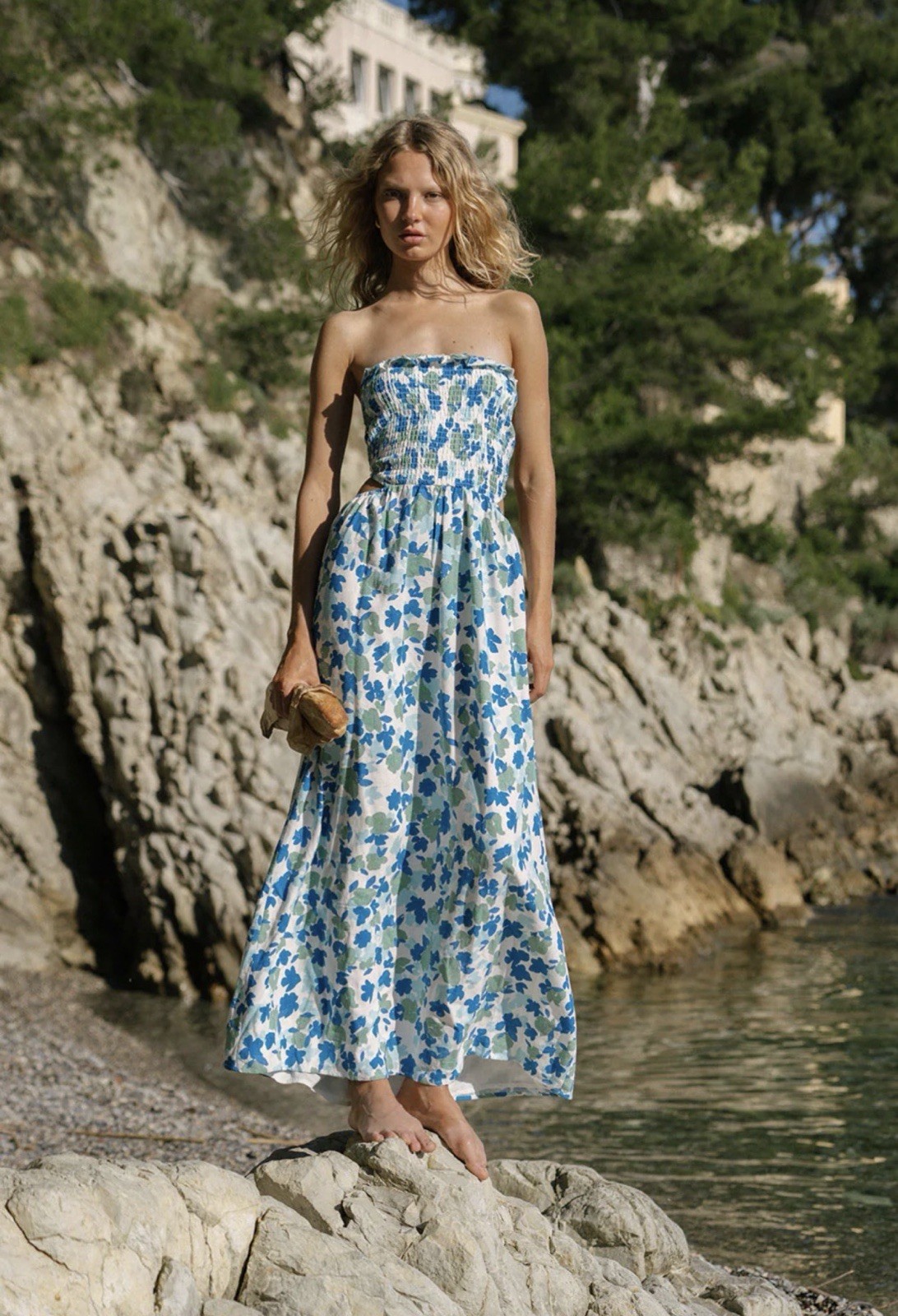 New Sabo Akayla MIDI Dress Medium Resort Vacation Linen Blend Floral