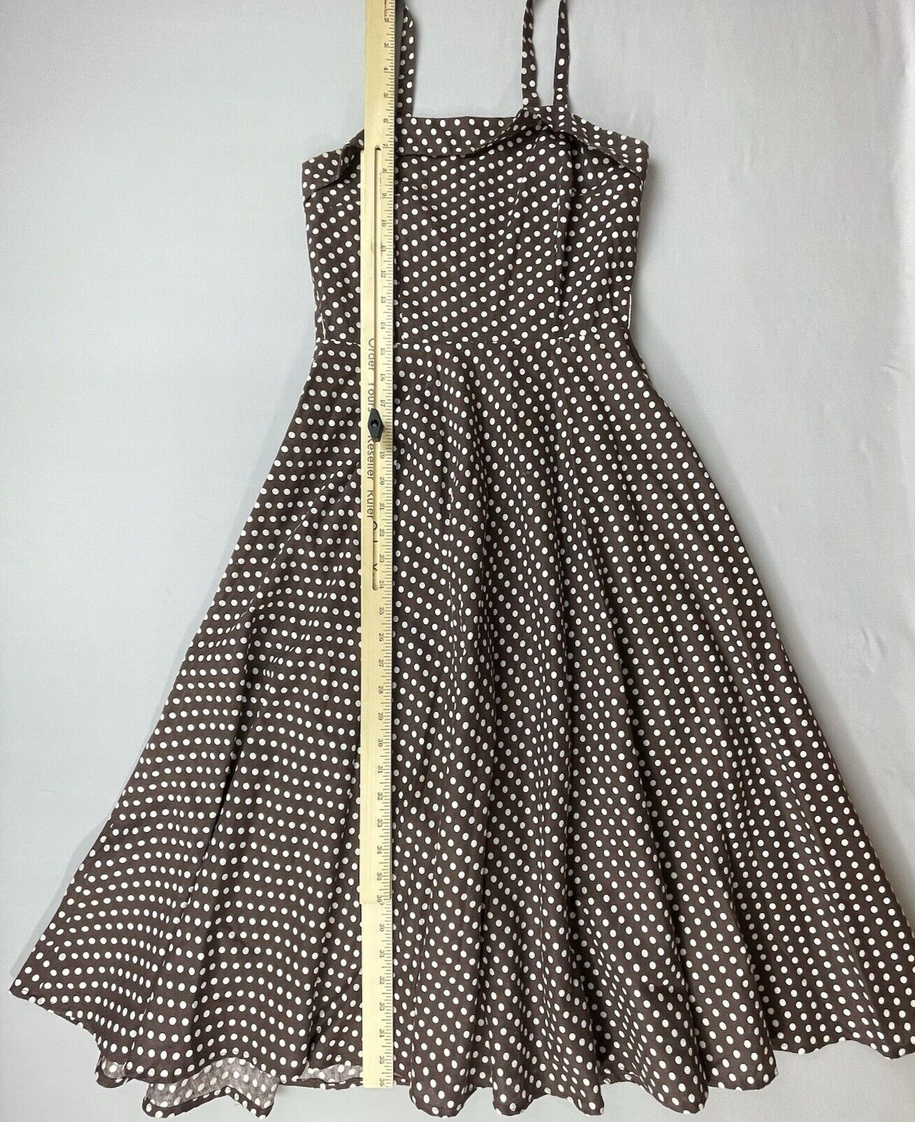 Stop Staring! Vintage Full Circle Sun Dress Small Brown Polka Dot Swing Retro