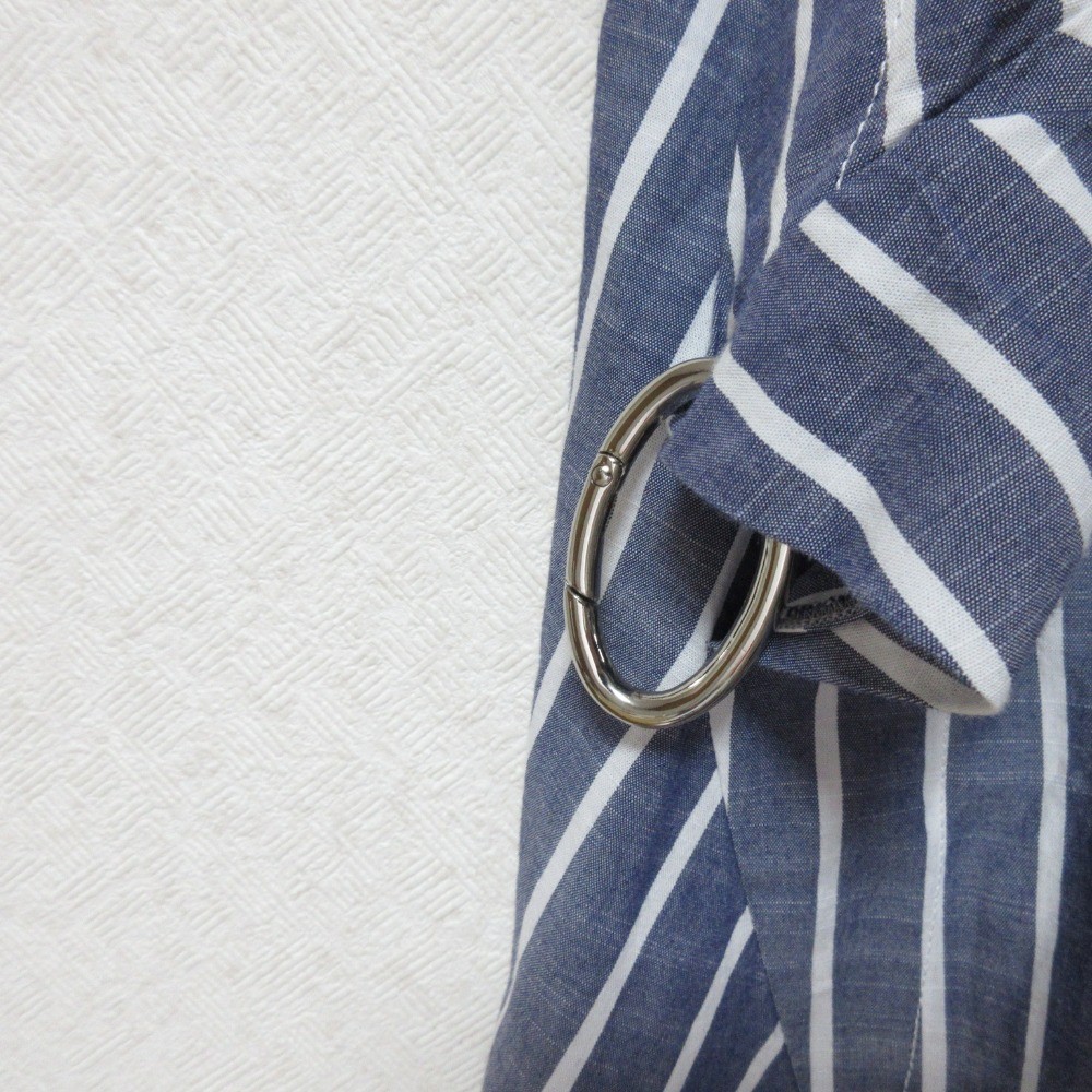 CEDRIC CHARLIER Stripe Short Sleeve Shirt Dress Size 34 Navy White Women USED