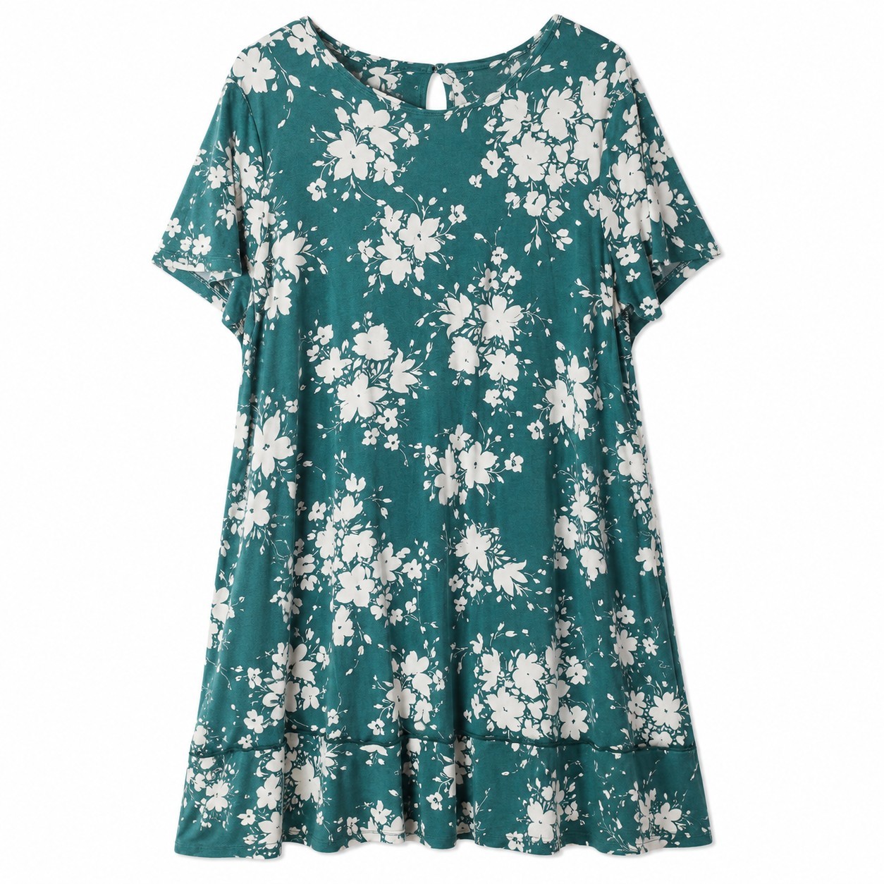 J. JILL Wearever Collection Tshirt Dress Sz XL/Petite Green Floral Soft Knit S/S