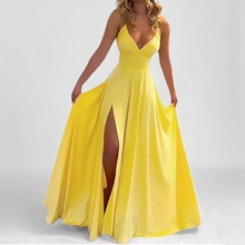 2026 Wholesale Solid Color a Line Sleevele Casual Dress Slim Fitting Lady Dress