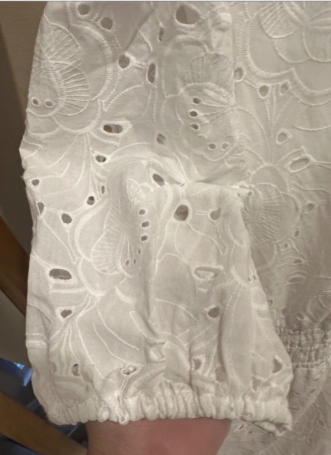 White Eyelet Maxi Dress with Puff Sleeves
