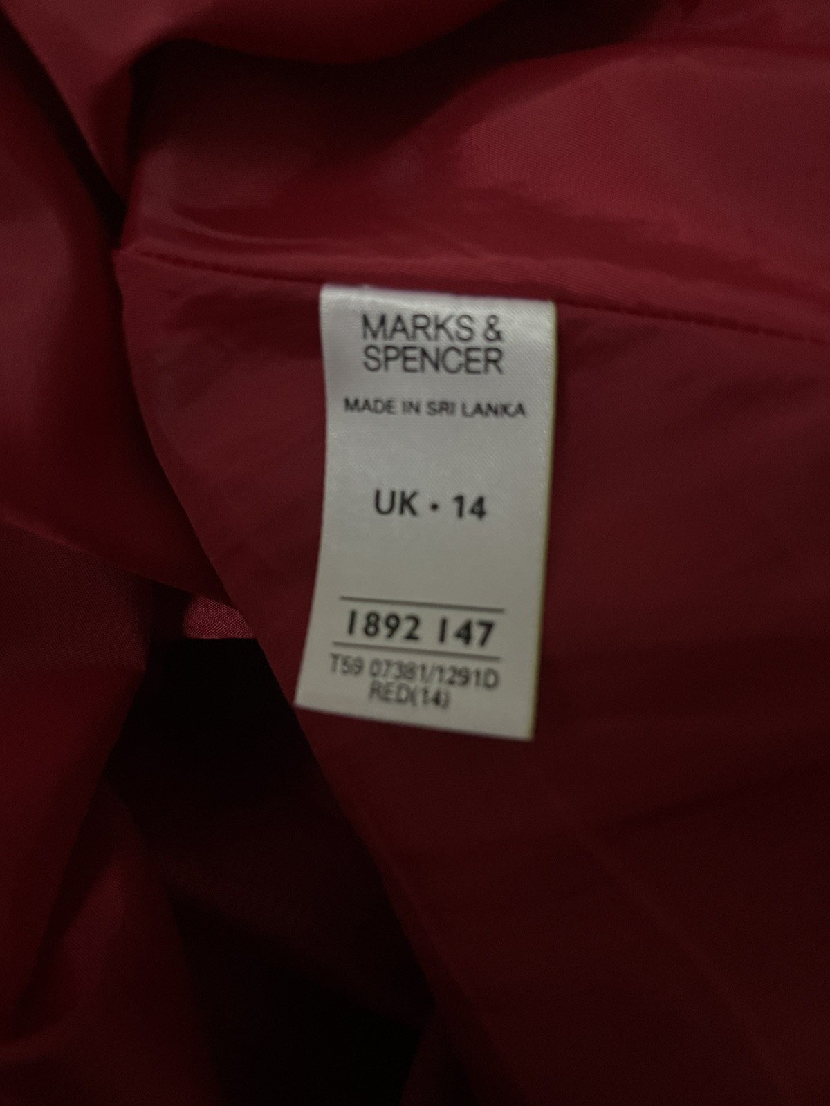 M&S Red, lined flattering pencil dress. Winter Weight. UK/AU 14, US 10.