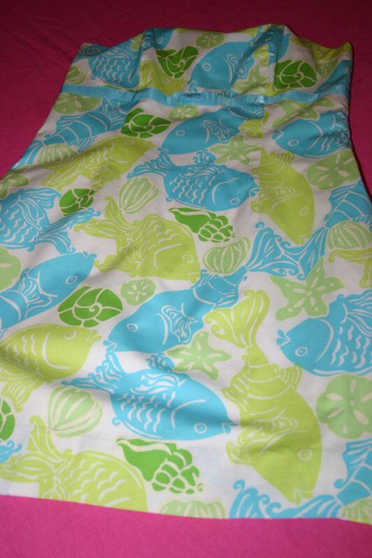 Lilly Pulitzer dress REDUCED~RARE~VINTAGE~STRAPLESS GREEN~BLUE FISH~SZ 6~FREE H