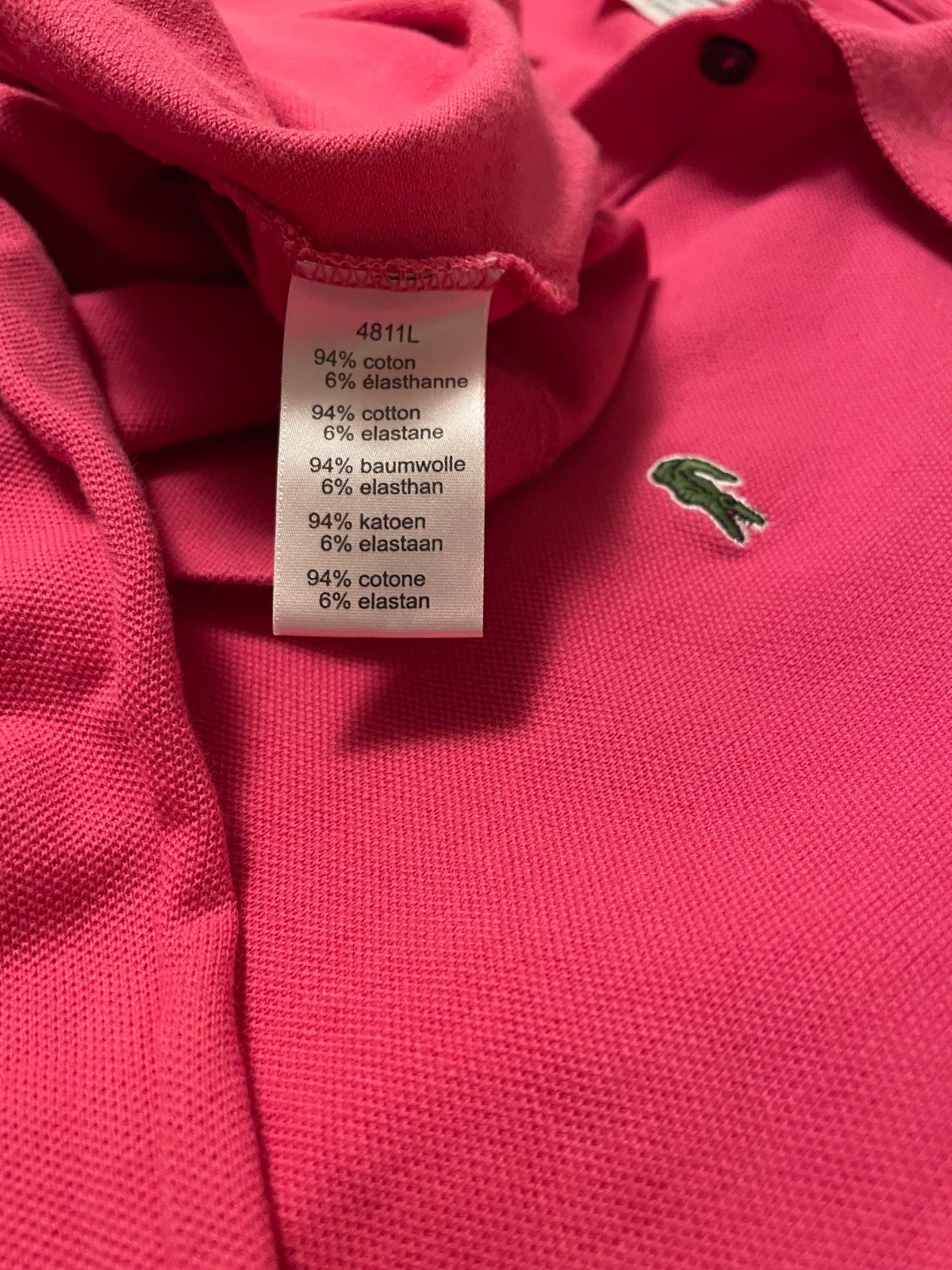Lacoste Women’s Slim Fit Stretch Mini Piqué Polo Dress Pink Short Sleeve Size 40