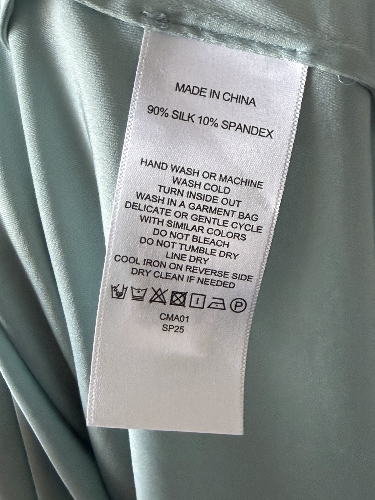 Quince Washable Stretch Silk Tiered Maxi Dress Aqua Pearl XS Puff Sleeve