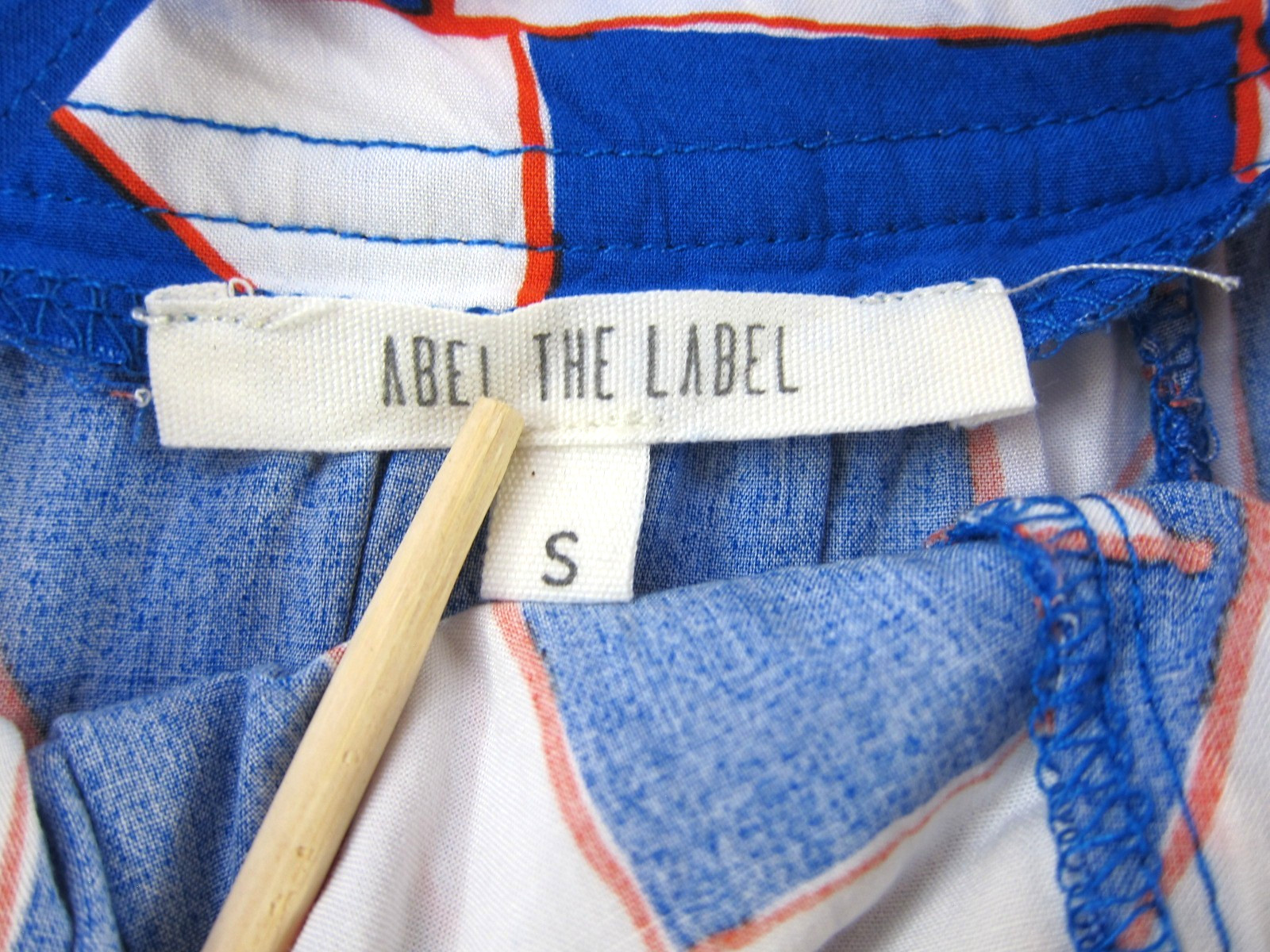 ABEL THE LABEL Anthropologie Blue White Orange Pocket Long Maxi Tank Dress S