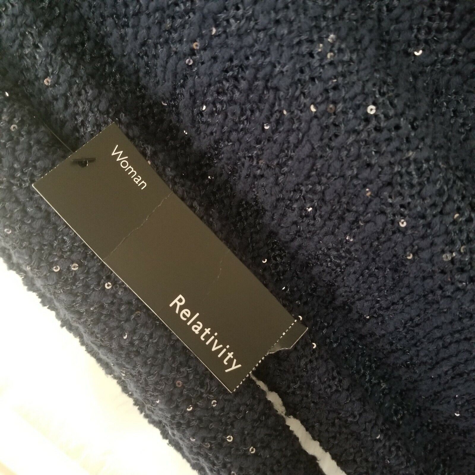 Relativity Knit Tunic with sequins and Nylon ruffle down Hem, blue – Size 2X