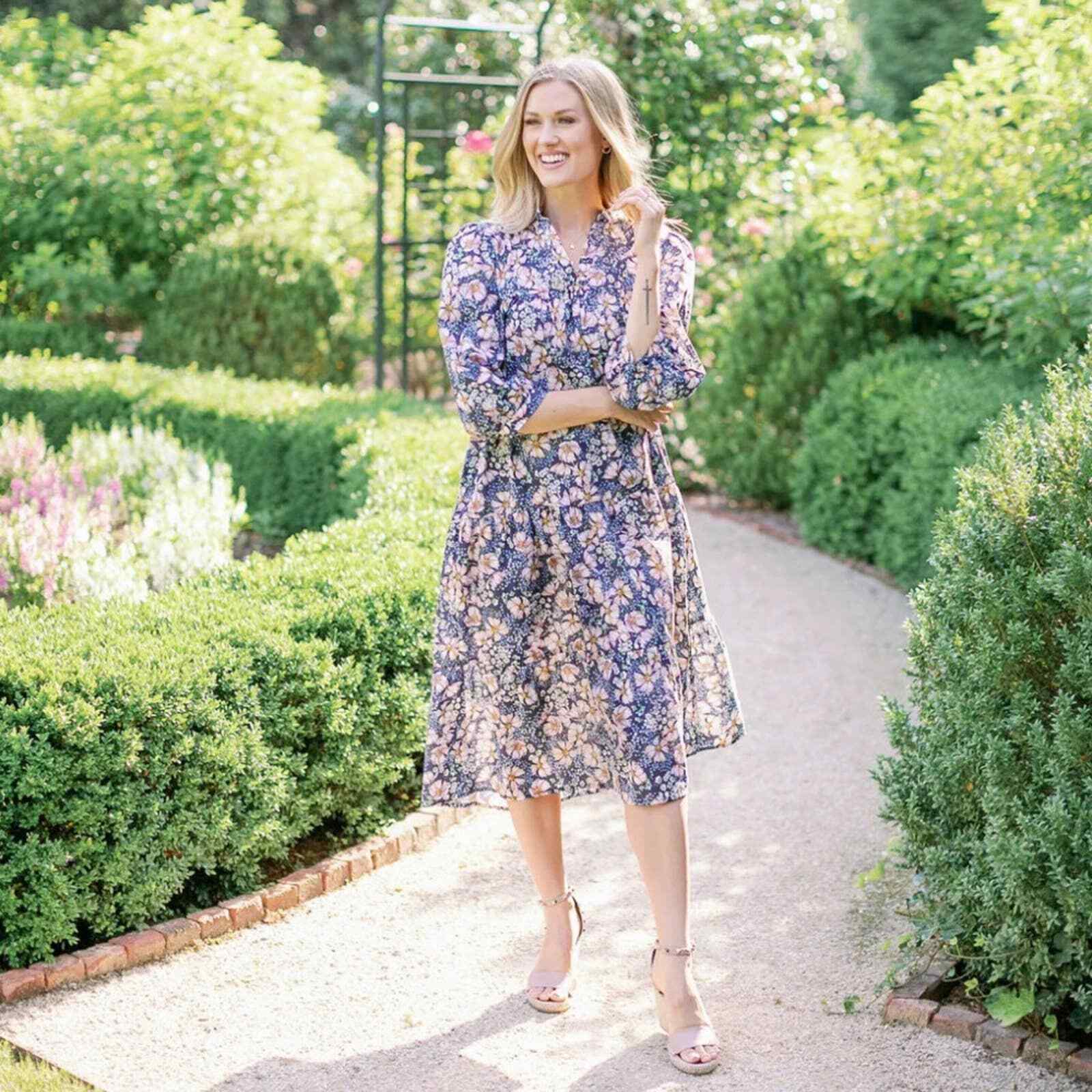 Beverly Drive Cotton Lawn Midi Day Gown Coral
