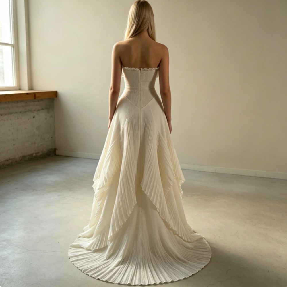 Elegant Evening Dresses Strapless Sleeveles Floor Length Simple Banqut Prom Gown