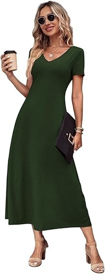 Women’s Casual Short Sleeve Tshirt Dress Summer Midi A-line T-Shirt Dress