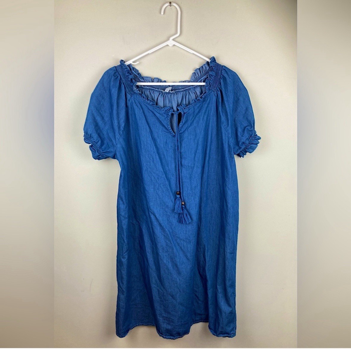 100% Cotton Blue Denim Dress Madison Grey Size Large