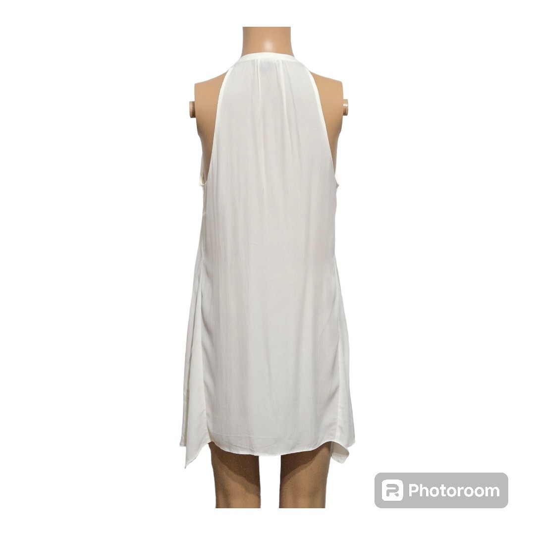 Vince Ivory Silk Blend Ruffled Button Down Tank Top Size SMALL