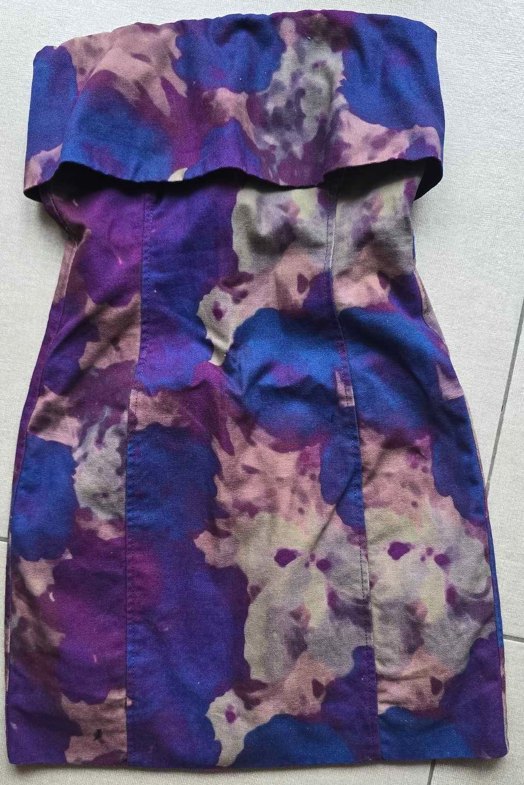 REMAIN BIRGER CHRISTENSEN Strapless Printed Cotton Mini Purple Dress Size S US-6