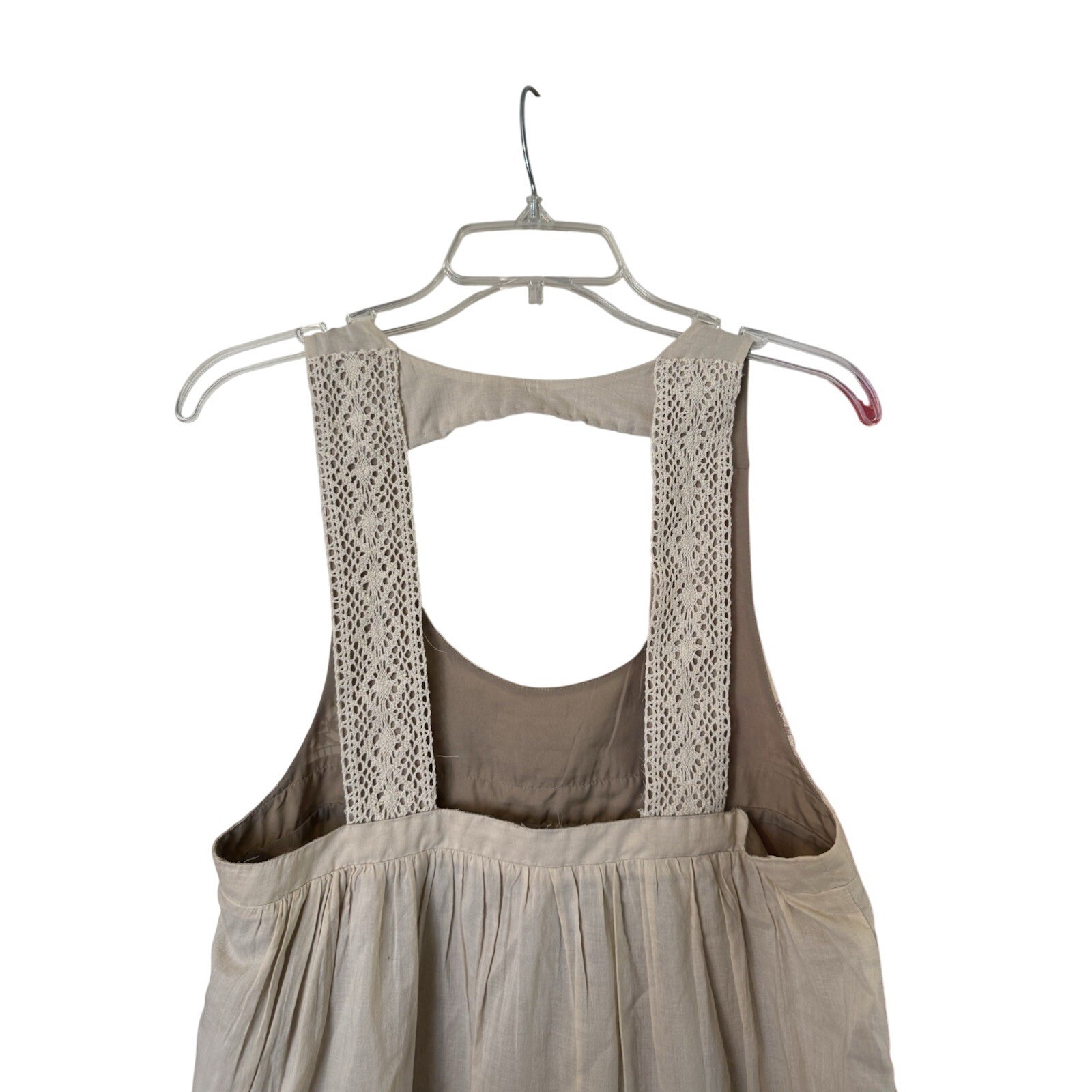 Billabong Sleeveless Mini Dress Beige Embroidered Cutout Casual Summer