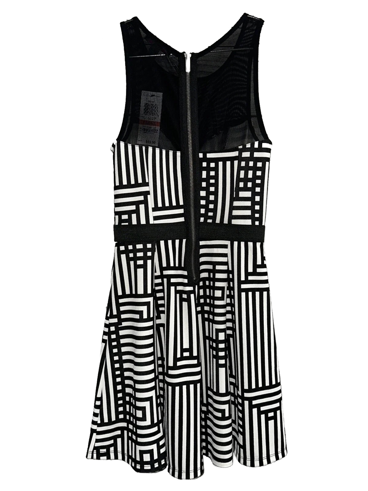Material Girl Black White Graphic Print A-Line Party Dress Size XS X-small NWT