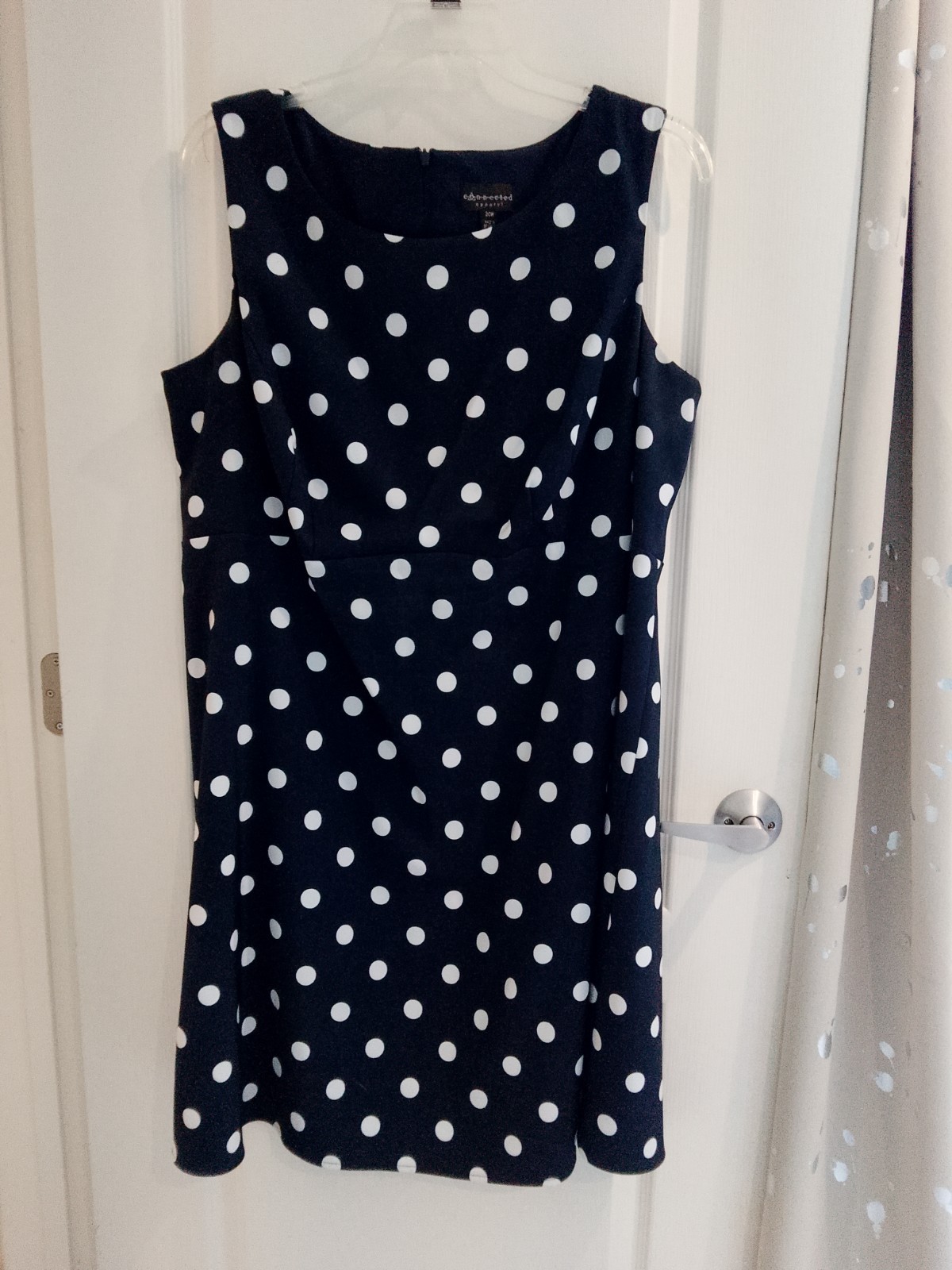Connected Apparel Navy Blue Scoop Neck Zip Back Closer Mid length Plus Size 20W