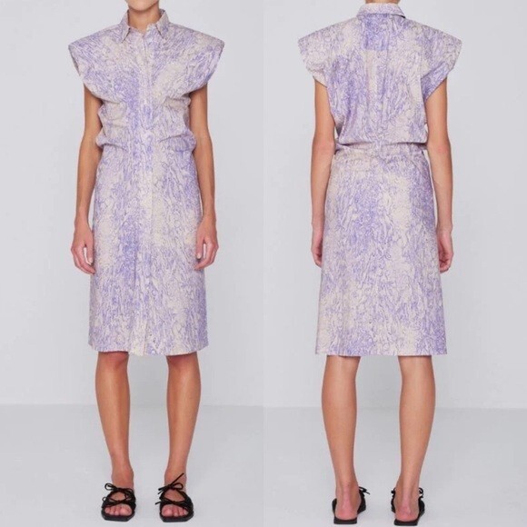Remain Birger Christensen Purple Marika Dress Shoulder Pads Size 2 Designer NEW