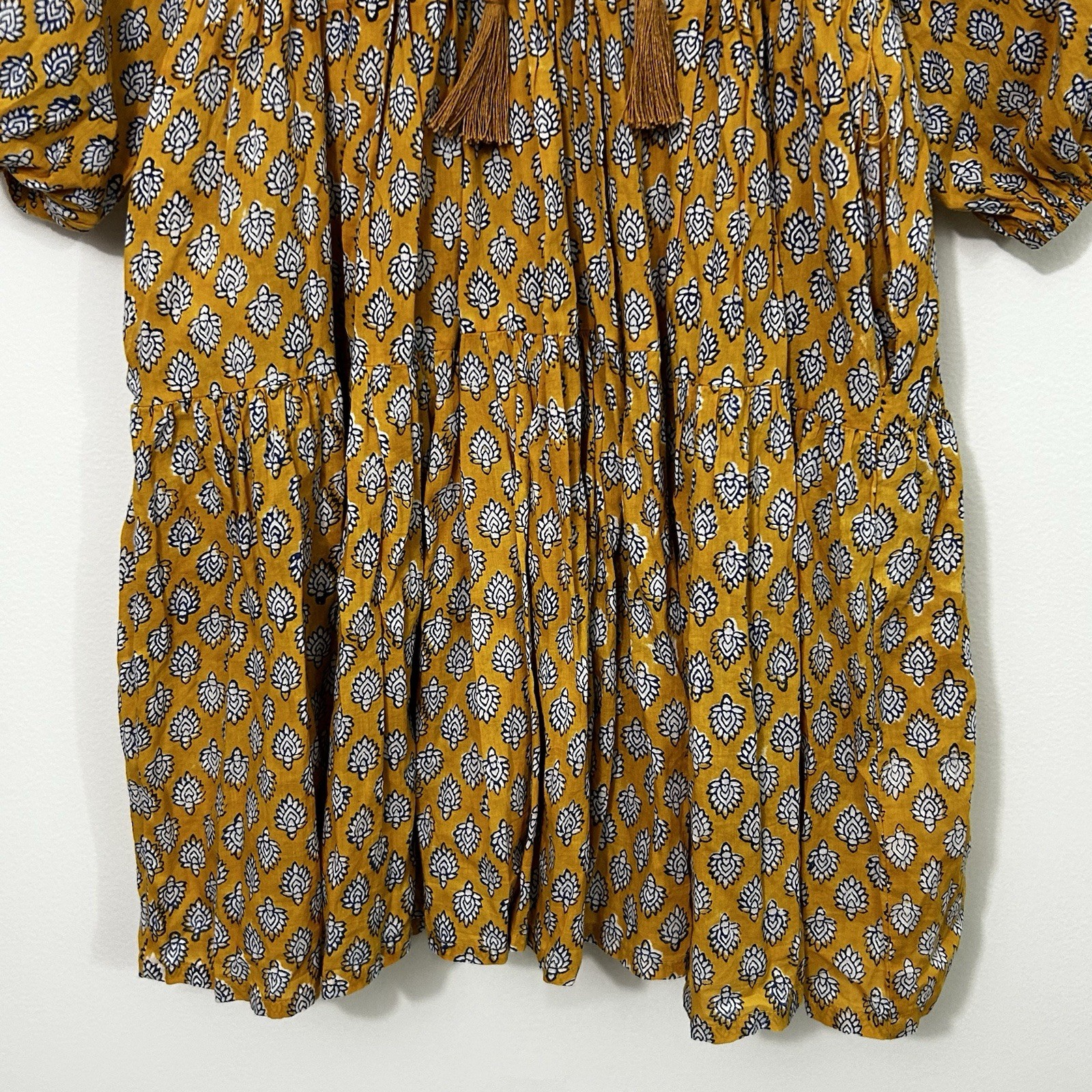 Emerson Fry Small Clemence Dress India Collection Tiered Yellow Boho Beach