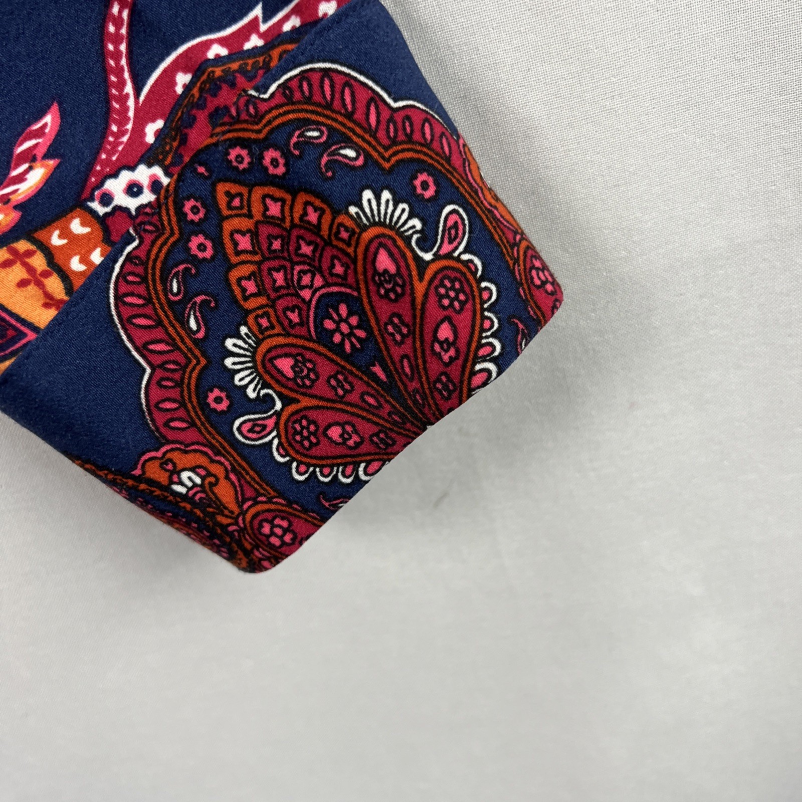 Liz Claiborne Dress Large Button Up Paisley Drawstring Waist Business Casual