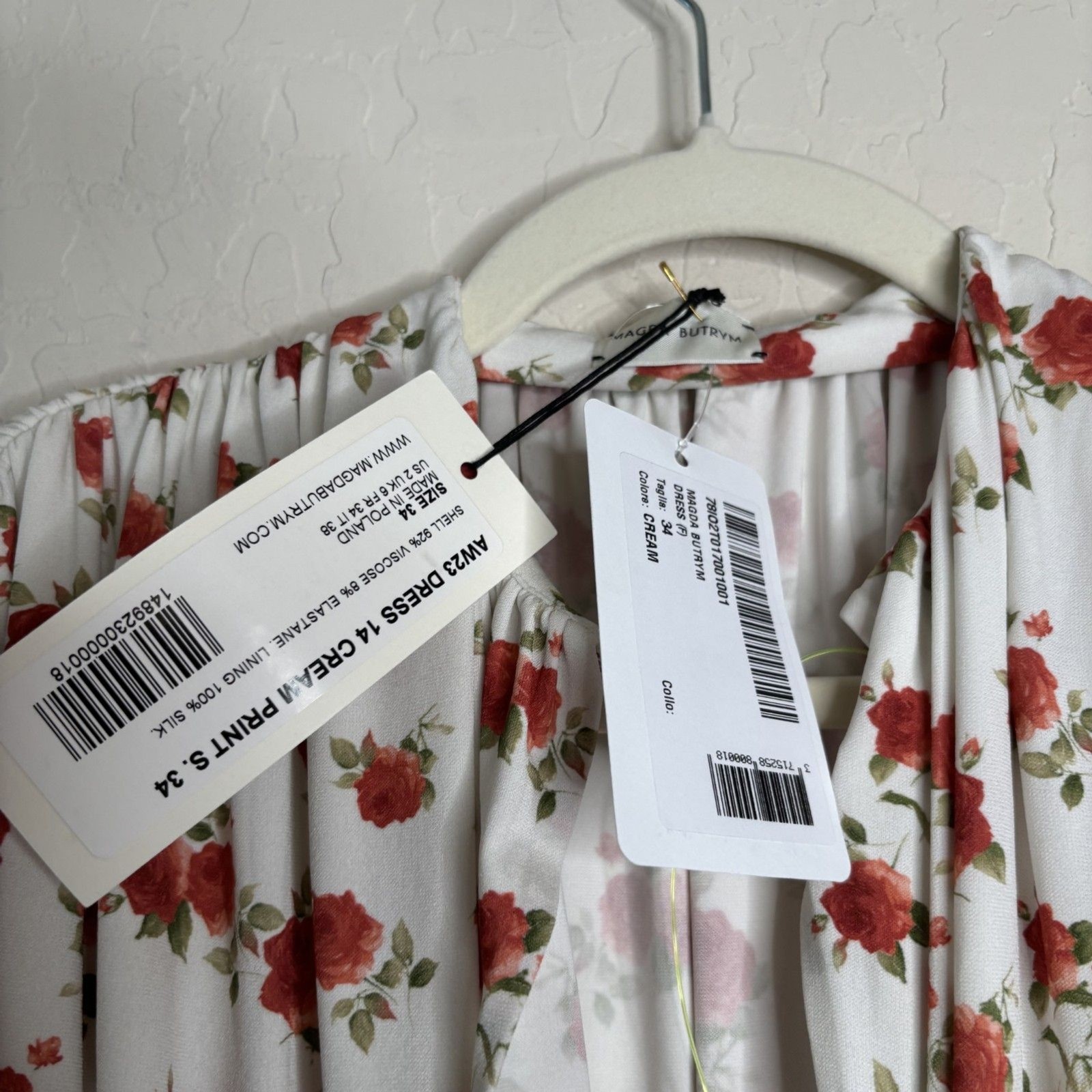 Magda Butrym Ruched Printed Rose Mini Dress