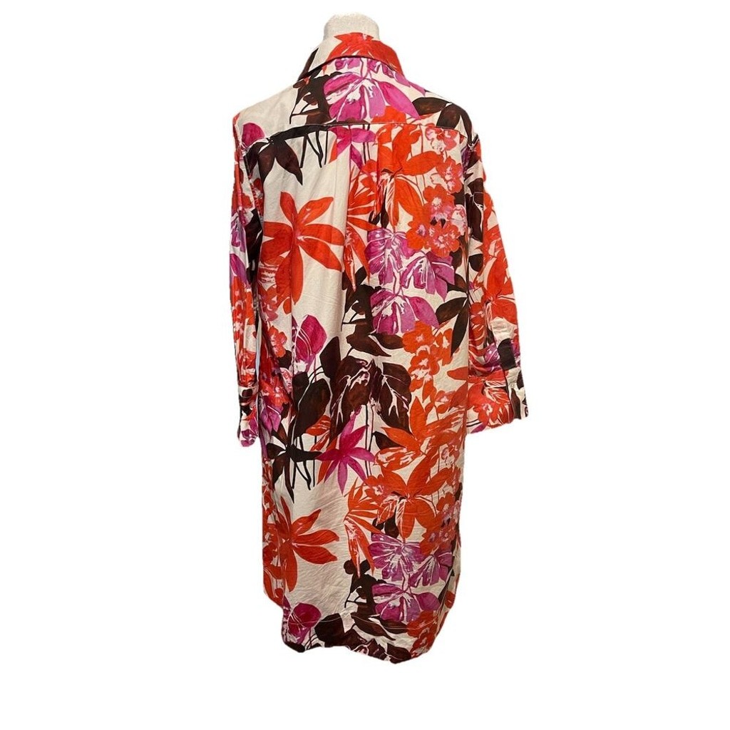Sara Roka Floral Jackie Classic Shift Shirt Dress Made In Italy 42 US L
